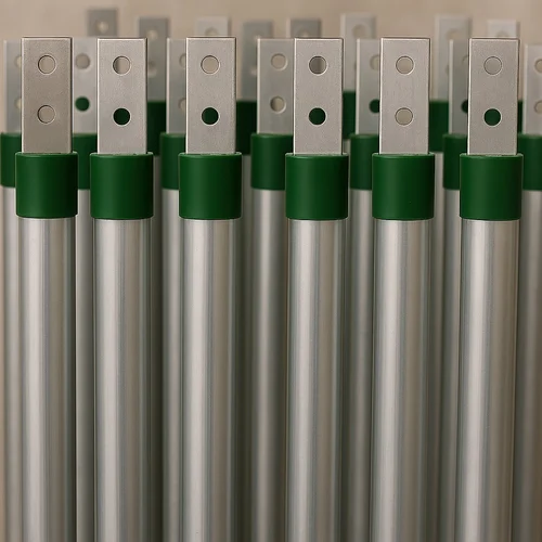 GI pipe earthing electrodes — galvanized pipe with a bolted terminal lug